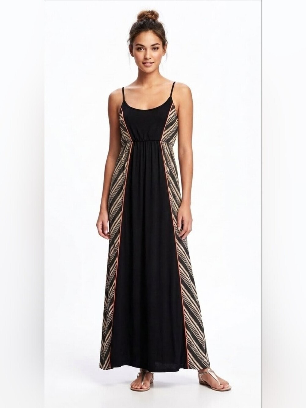 Bar III Trim Striped Maxi Dress Small